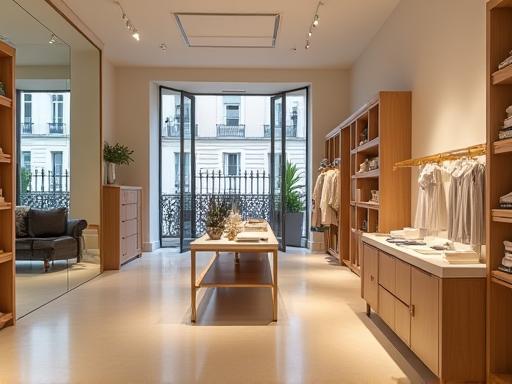 Intérieur d'un espace commercial aménagé dans le quartier du Marais à Paris.